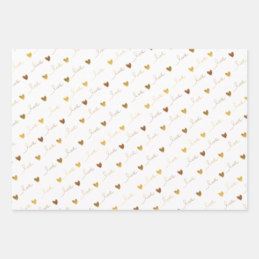 Schattige Hearts & Love Script Valentijnsdag Gold  Inpakpapier Vel (Voorkant 2)