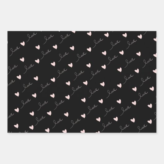 Schattige Hearts & Love Script Valentijnsdag Gold Inpakpapier Vel (Voorkant)