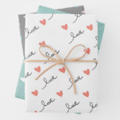 Schattige Hearts & Love Script Valentijnsdag Inpakpapier Vel (In situ)