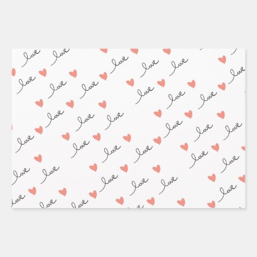 Schattige Hearts & Love Script Valentijnsdag Inpakpapier Vel (Voorkant)