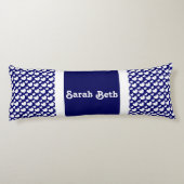 Schattige Hearts, Navy Blue & White, jouw naam toe Lichaamskussen (Achterkant)