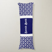 Schattige Hearts, Navy Blue & White, jouw naam toe Lichaamskussen (Voorkant Verticaal)