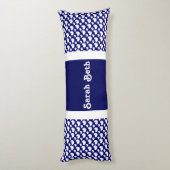 Schattige Hearts, Navy Blue & White, jouw naam toe Lichaamskussen (Achterkant (Verticaal))