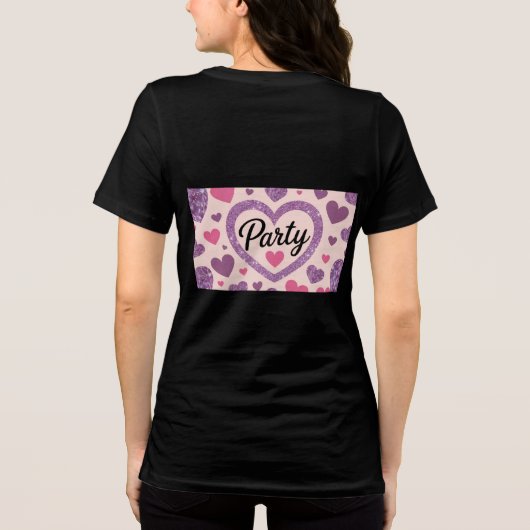 Schattige Hearts Party Zwart T-shirt (Achterkant)