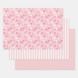Schattige Hearts Pink Inpakpapier Vel