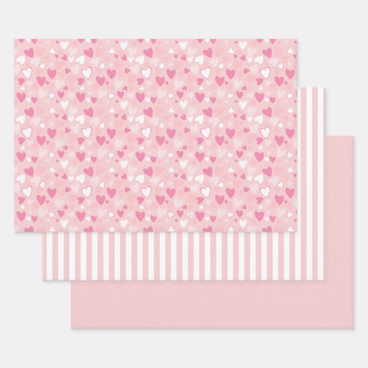 Schattige Hearts Pink Inpakpapier Vel (Set)