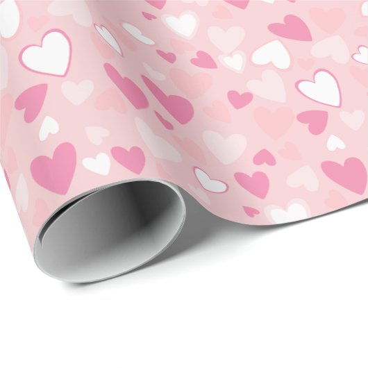 Schattige Hearts Pink Wrapping Paper Cadeaupapier (Rol Hoek)