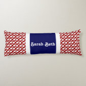 Schattige Hearts, Rood Wit & Blauw, jouw naam toev Lichaamskussen (Achterkant)
