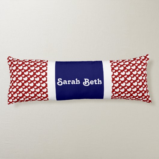Schattige Hearts, Rood Wit & Blauw, jouw naam toev Lichaamskussen (Achterkant)