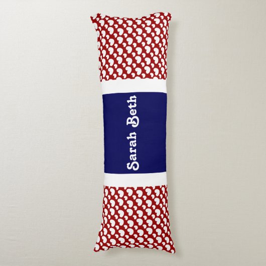 Schattige Hearts, Rood Wit & Blauw, jouw naam toev Lichaamskussen (Voorkant Verticaal)