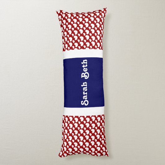 Schattige Hearts, Rood Wit & Blauw, jouw naam toev Lichaamskussen (Achterkant (Verticaal))