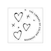 Schattige Hearts Stars Doodle Modern Custom Book Rubberstempel (Afrduk)