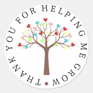 Schattige Hearts Tree Bedankt voor het helpen groe Ronde Sticker