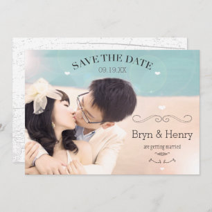 Schattige Hearts Wavy Curvy Swirls Foto Opslaan va Kaart