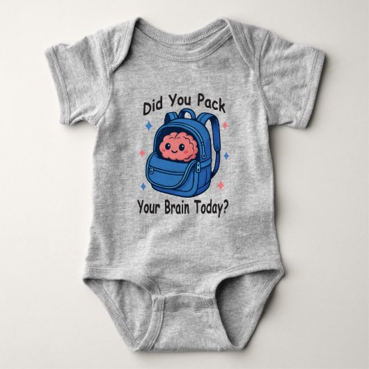 Schattige “Heb je vandaag je brein ingepakt?” Hers Romper (Voorkant)