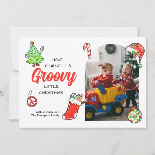 Schattige heb jezelf een groovy kleine kerstfoto feestdagenkaart (Voorkant)