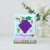Schattige hebben een druif dag eten woordspeling H Briefkaart (Staand voorkant)