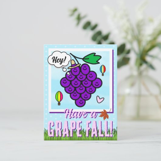 Schattige hebben een druif dag eten woordspeling H Briefkaart (Staand voorkant)