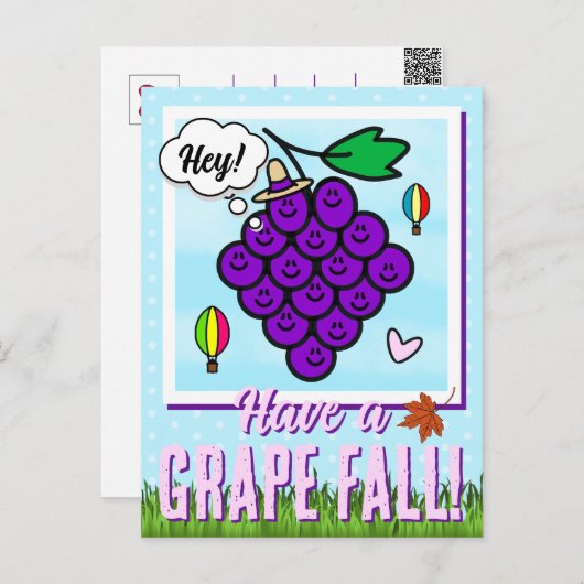 Schattige hebben een druif dag eten woordspeling H Briefkaart (Voorkant / Achterkant)