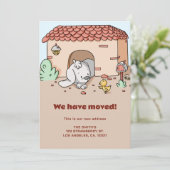 Schattige hebben we verhuisd hondenhuis verplaatse aankondiging (Staand voorkant)