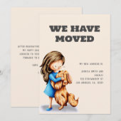 Schattige hebben we verhuisd meisje hond aankondiging (Voorkant / Achterkant)