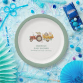 Schattige Hedgehog Boerderij Tractor Baby shower Papieren Bordje (Feest)