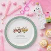 Schattige Hedgehog Boerderij Tractor Baby shower Papieren Bordje (Feest)