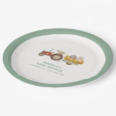 Schattige Hedgehog Boerderij Tractor Baby shower Papieren Bordje (Gekanteld)