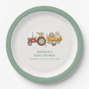 Schattige Hedgehog Boerderij Tractor Baby shower Papieren Bordje