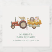 Schattige Hedgehog Boerderij Tractor Baby shower Sparkling Wijnetiket (Enkel label)