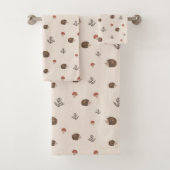 Schattige Hedgehog en Mushrooms Forest Pattern Bad Handdoek (Insitu)