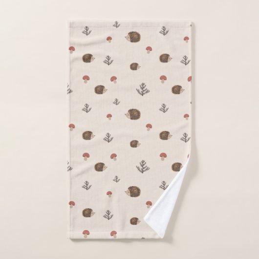 Schattige Hedgehog en Mushrooms Forest Pattern Bad Handdoek (Handdoek)