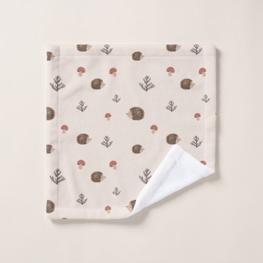 Schattige Hedgehog en Mushrooms Forest Pattern Bad Handdoek (Wasdoekje)