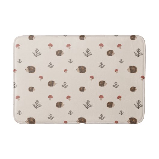 Schattige Hedgehog en Mushrooms Forest Pattern Badmat (Voorkant)