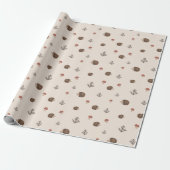 Schattige Hedgehog en Mushrooms Forest Pattern Cadeaupapier (Uitgerold)
