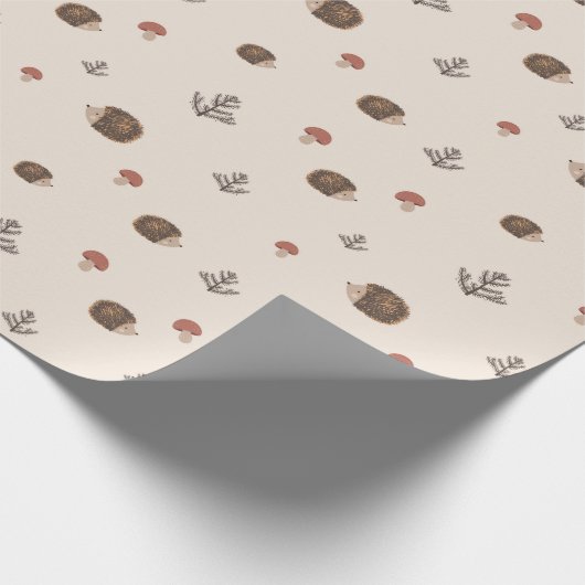 Schattige Hedgehog en Mushrooms Forest Pattern Cadeaupapier (Hoek)