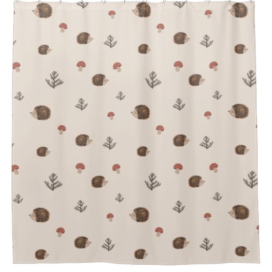 Schattige Hedgehog en Mushrooms Forest Pattern Douchegordijn (Voorkant)