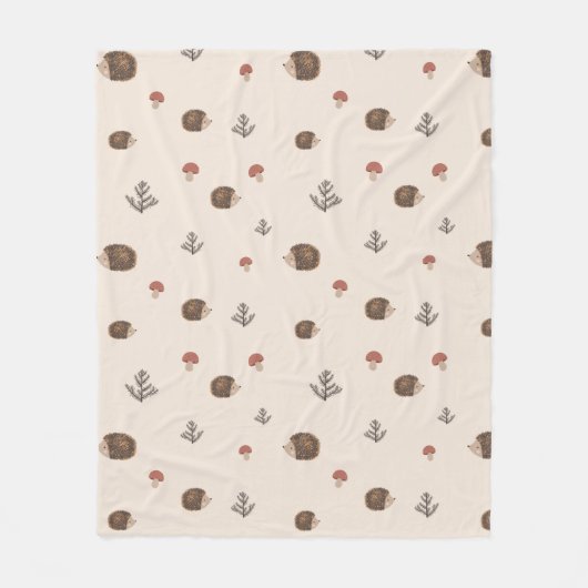 Schattige Hedgehog en Mushrooms Forest Pattern Fleece Deken (Voorkant)