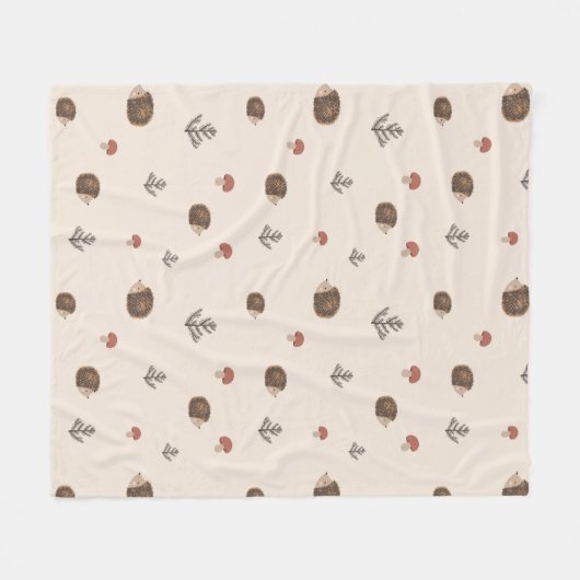 Schattige Hedgehog en Mushrooms Forest Pattern Fleece Deken (Voorkant (Horizontaal))