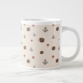 Schattige Hedgehog en Mushrooms Forest Pattern Grote Koffiekop (Rechts)