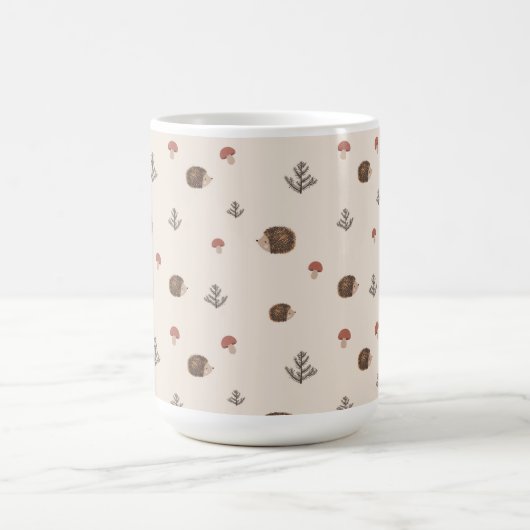 Schattige Hedgehog en Mushrooms Forest Pattern Koffiemok (Center)
