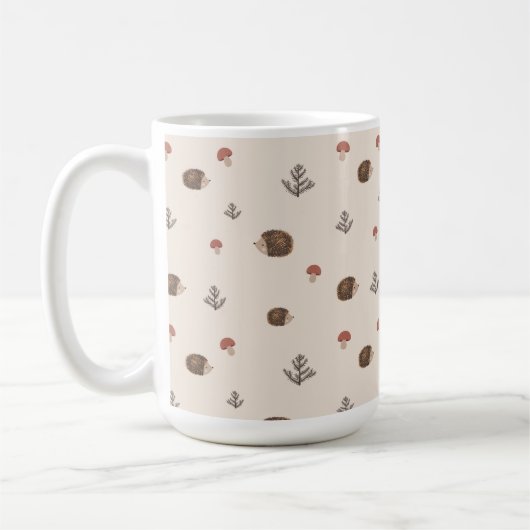 Schattige Hedgehog en Mushrooms Forest Pattern Koffiemok (Links)
