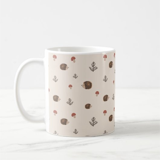 Schattige Hedgehog en Mushrooms Forest Pattern Koffiemok (Links)