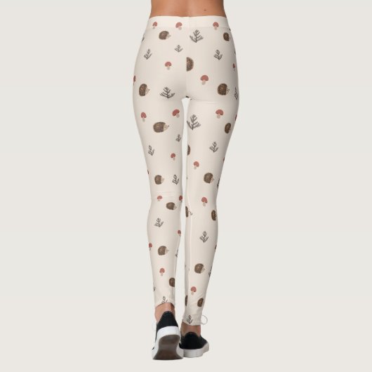 Schattige Hedgehog en Mushrooms Forest Pattern Leggings (Achterkant)