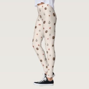 Schattige Hedgehog en Mushrooms Forest Pattern Leggings
