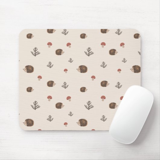 Schattige Hedgehog en Mushrooms Forest Pattern Muismat (Met muis)