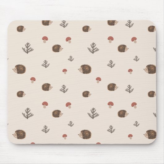 Schattige Hedgehog en Mushrooms Forest Pattern Muismat (Voorkant)