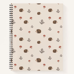 Schattige Hedgehog en Mushrooms Forest Pattern Notitieboek
