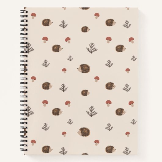 Schattige Hedgehog en Mushrooms Forest Pattern Notitieboek (Voorkant)