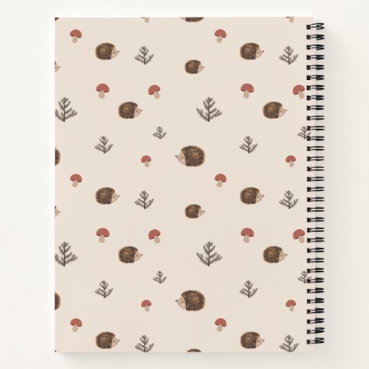 Schattige Hedgehog en Mushrooms Forest Pattern Notitieboek (Achterkant)